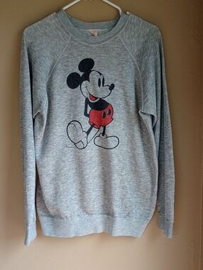 Micky Mouse Disney Vintage Single Stitch Gray Pullover Graphic Sweater Size M
